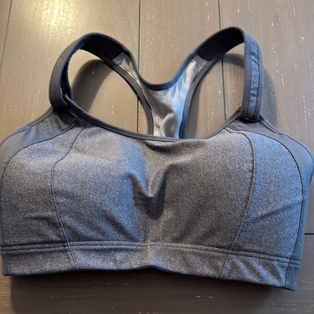 Syrokan Womens Sports Bra Front Lightly Padded Wirefree Racerback gray 34E